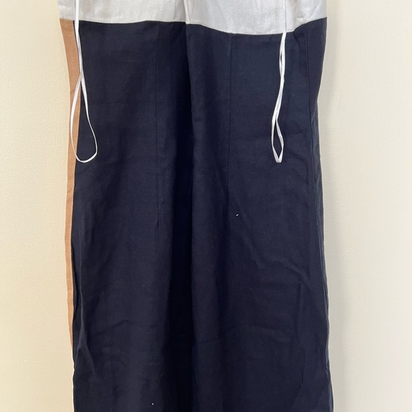 Zara Womens Color Block Midi Slip Dress Small Linen Summer Occasion Boho Preppy - Picture 12 of 16